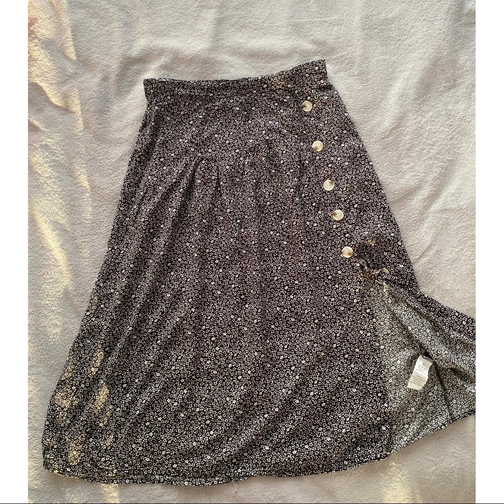 Floral midi leg slit skirt